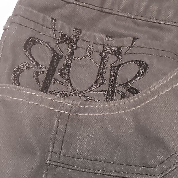 The FB Fubu Black Denim Cargo Jeans Embroidered Pockets Men's Size 42x30 - Picture 3 of 11